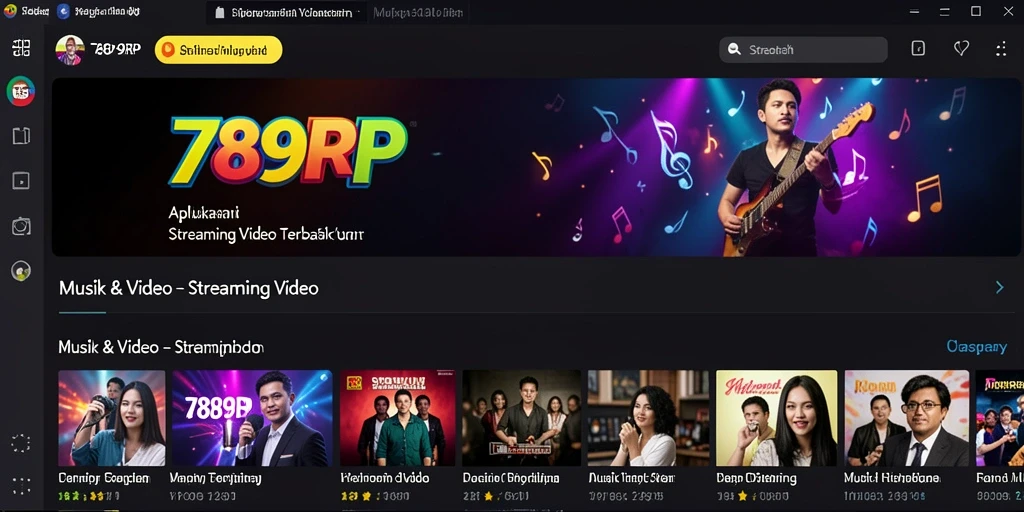 Tampilan antarmuka pengguna aplikasi 789RP untuk streaming video.