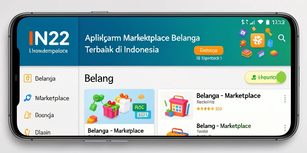 Antarmuka pengguna IN22 yang menampilkan berbagai produk Marketplace.