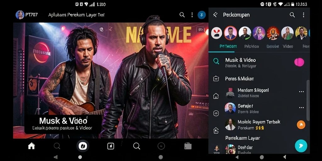Tampilan antarmuka pengguna aplikasi Perekam Layar PT707.