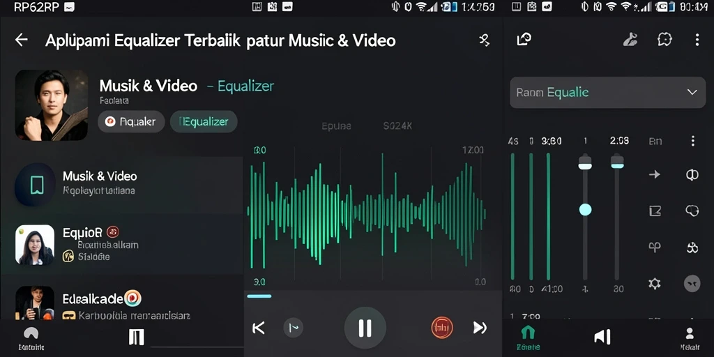 Antarmuka pengguna aplikasi Equalizer RP62RP yang menarik dan intuitif.