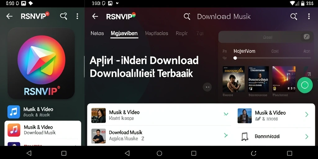 Tampilan antarmuka aplikasi RSNVIP untuk Download Musik.