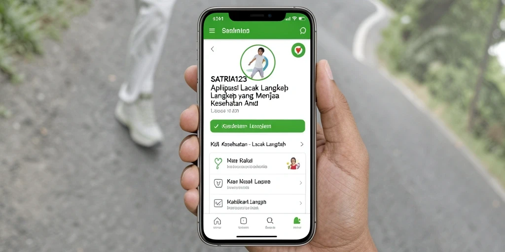 Tampilan antarmuka utama SATRIA123 untuk pelacakan langkah.