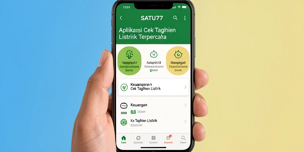 Antarmuka pengguna SATU77 yang memudahkan pengecekan tagihan listrik.