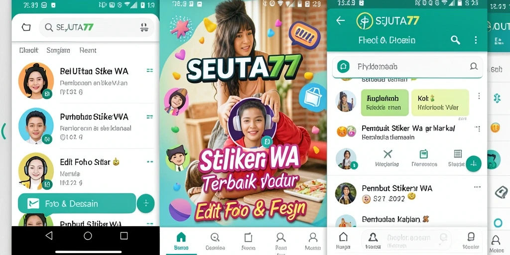 Tampilan antarmuka SEJUTA77 untuk Pembuat Stiker WA yang menarik.