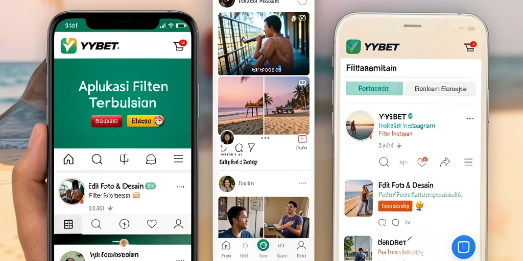 Tampilan antarmuka YYBET dengan berbagai filter Instagram yang memukau.